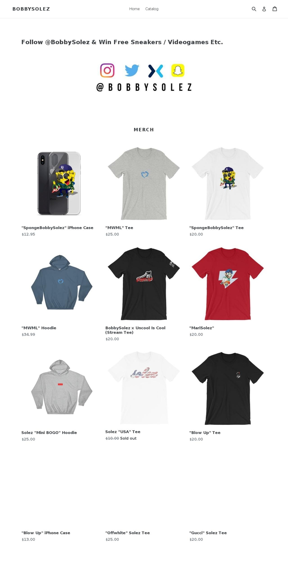 bobbysolez.store shopify website screenshot