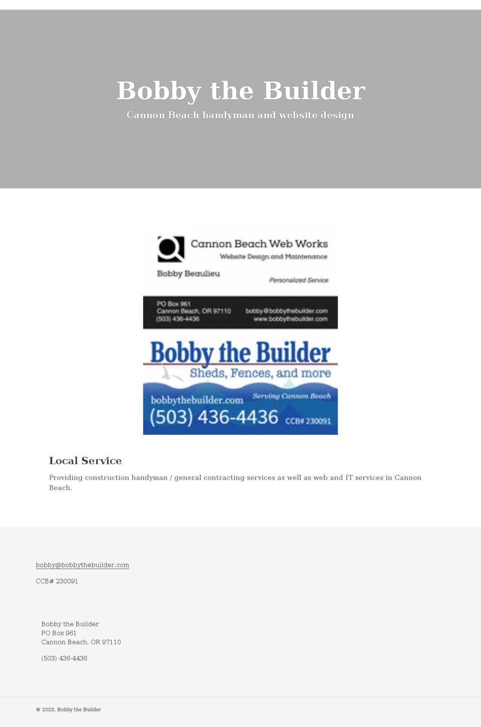 bobbythebuilder.com shopify website screenshot