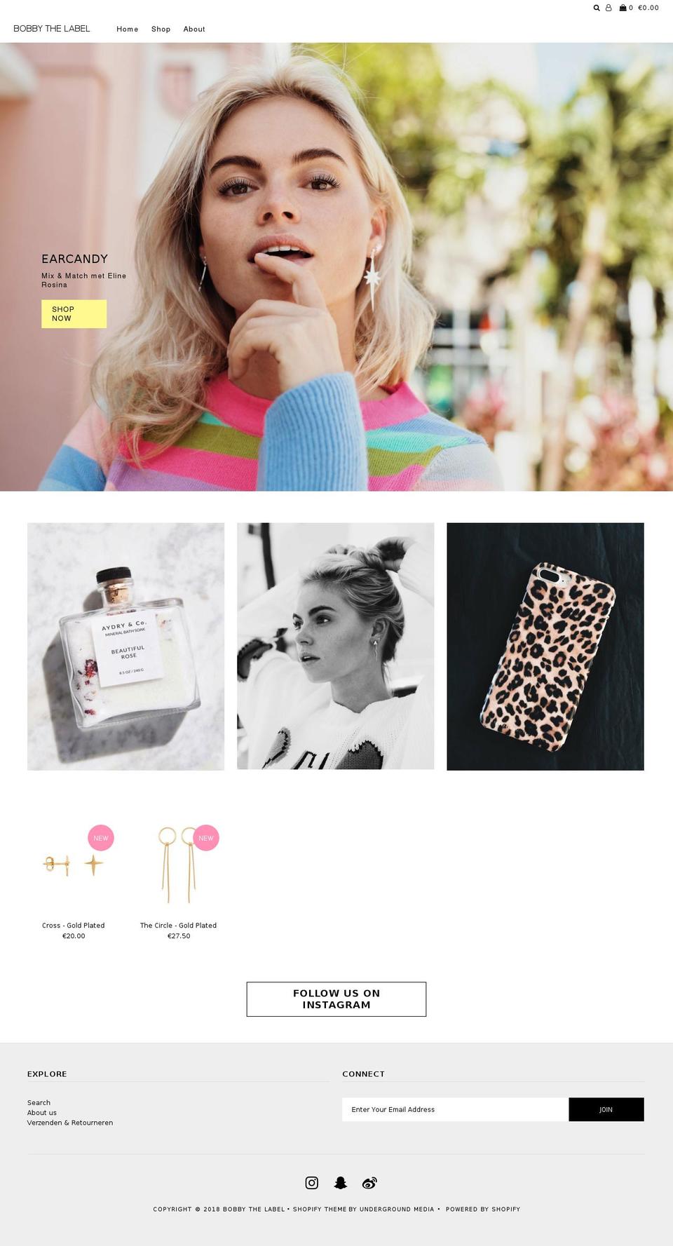 bobbythelabel.com — Shopify storefront screenshot