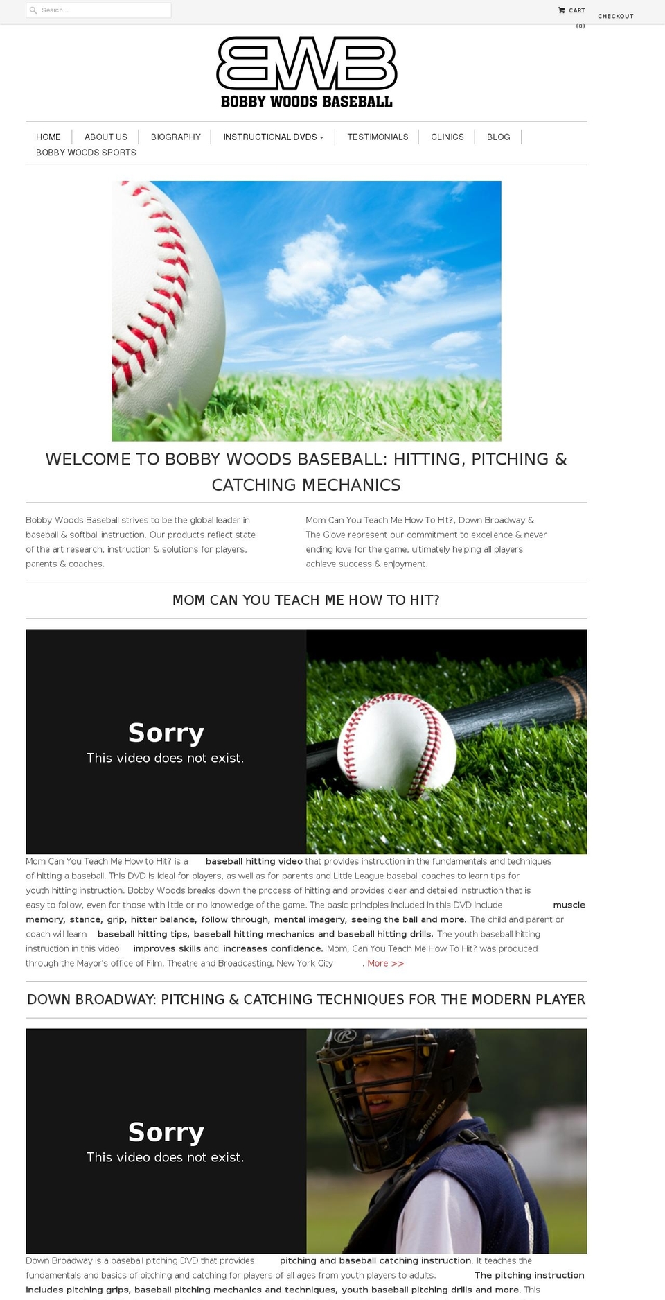 bobbywoodsbaseball.com shopify website screenshot