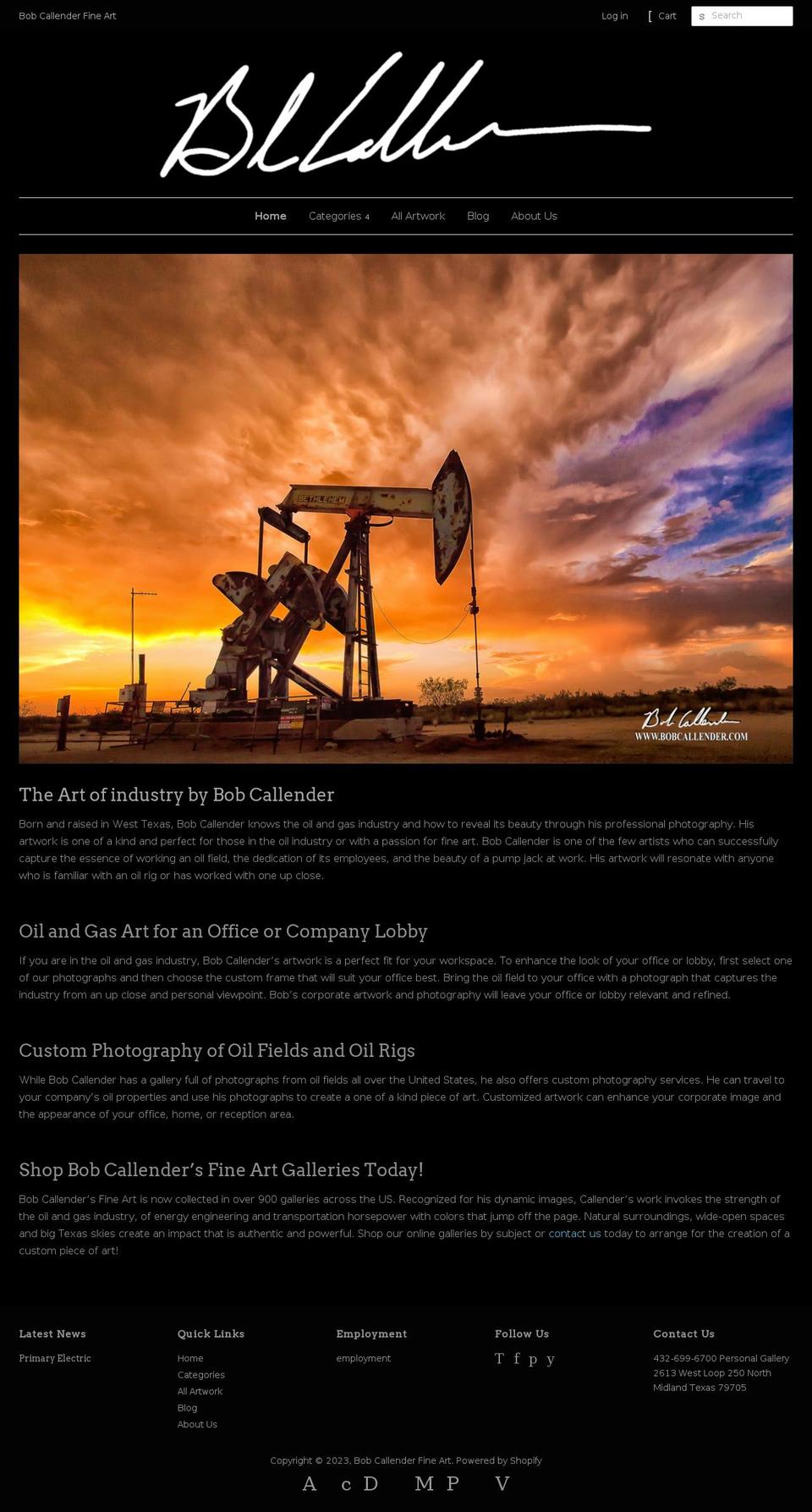 bobcallender.net shopify website screenshot