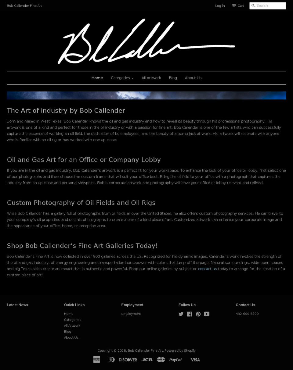 bobcallenderfineart.com shopify website screenshot