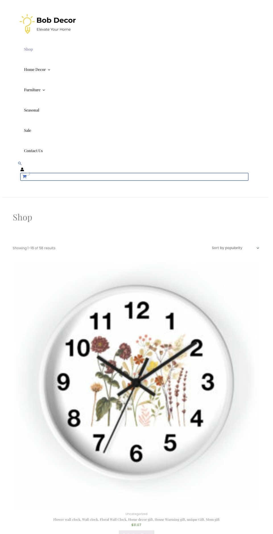 bobdecor.com shopify website screenshot