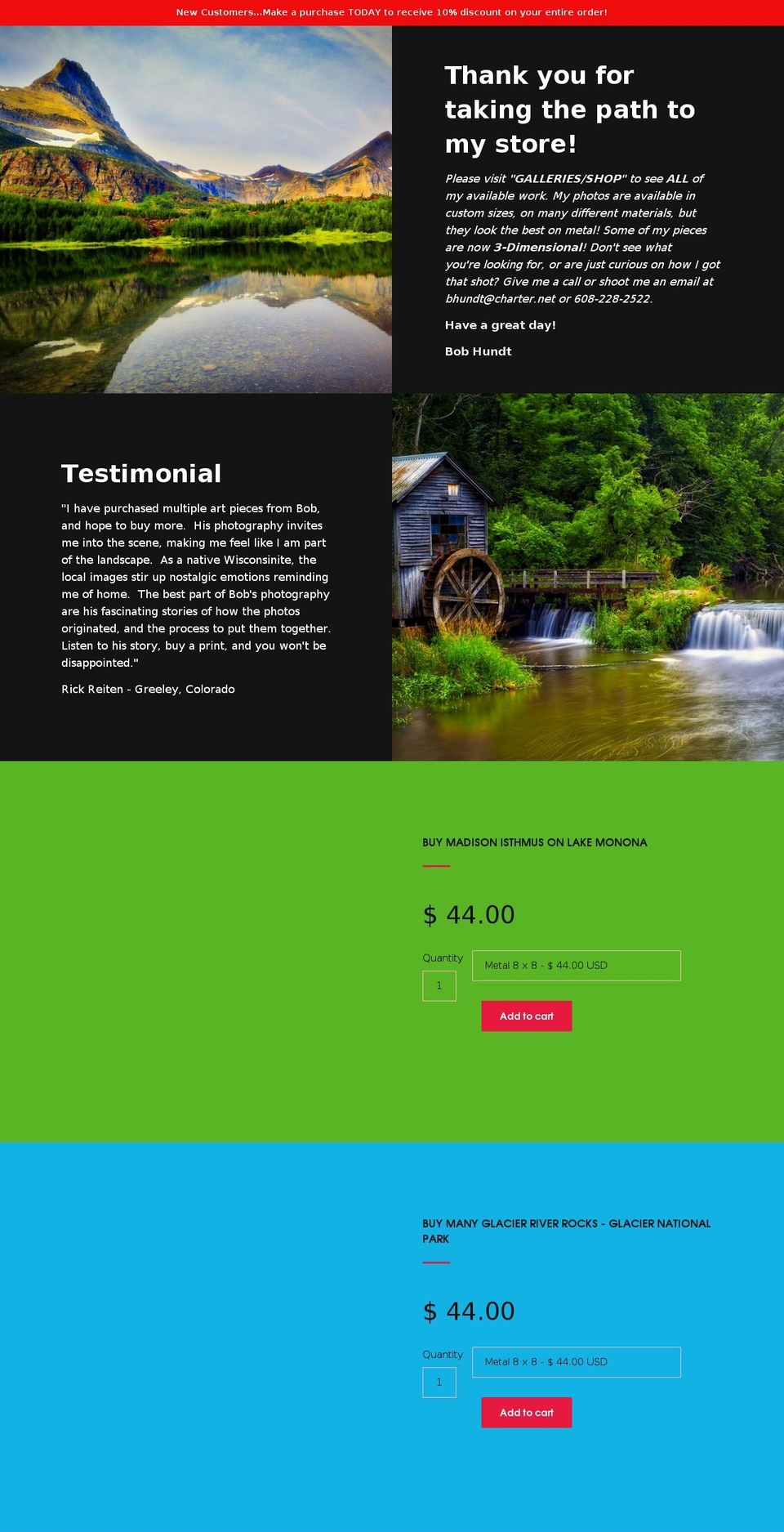 bobhundtphotography.com — Shopify storefront screenshot