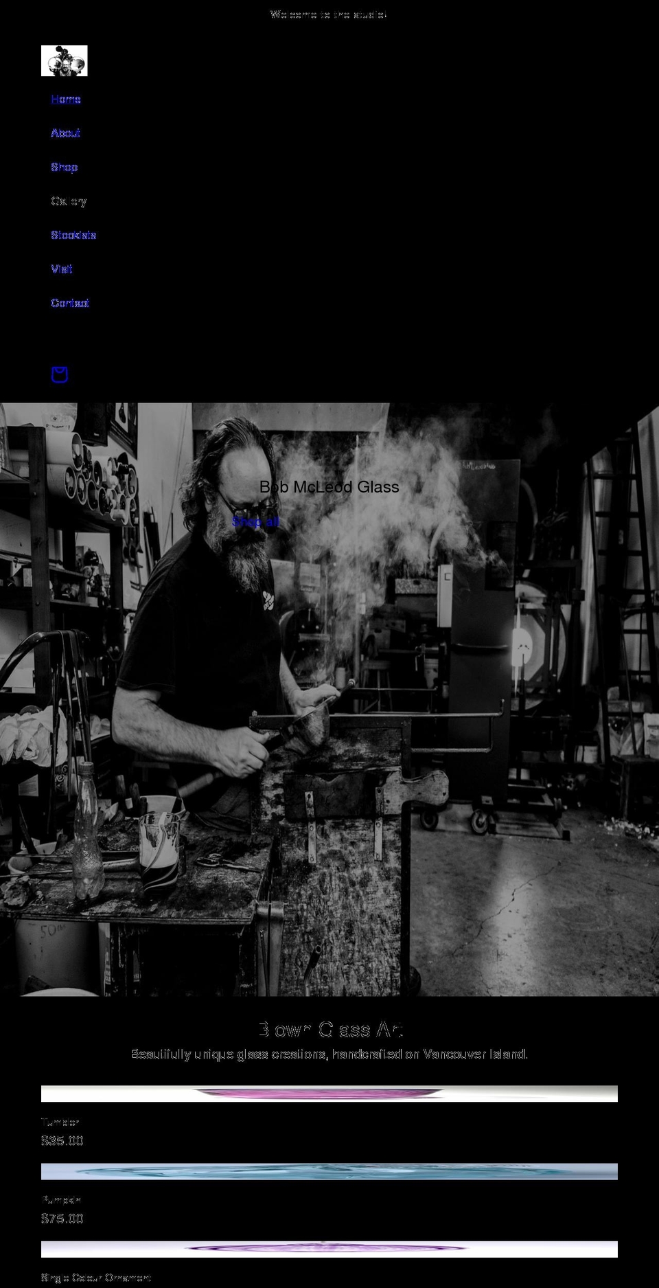 bobmcleodglass.ca shopify website screenshot