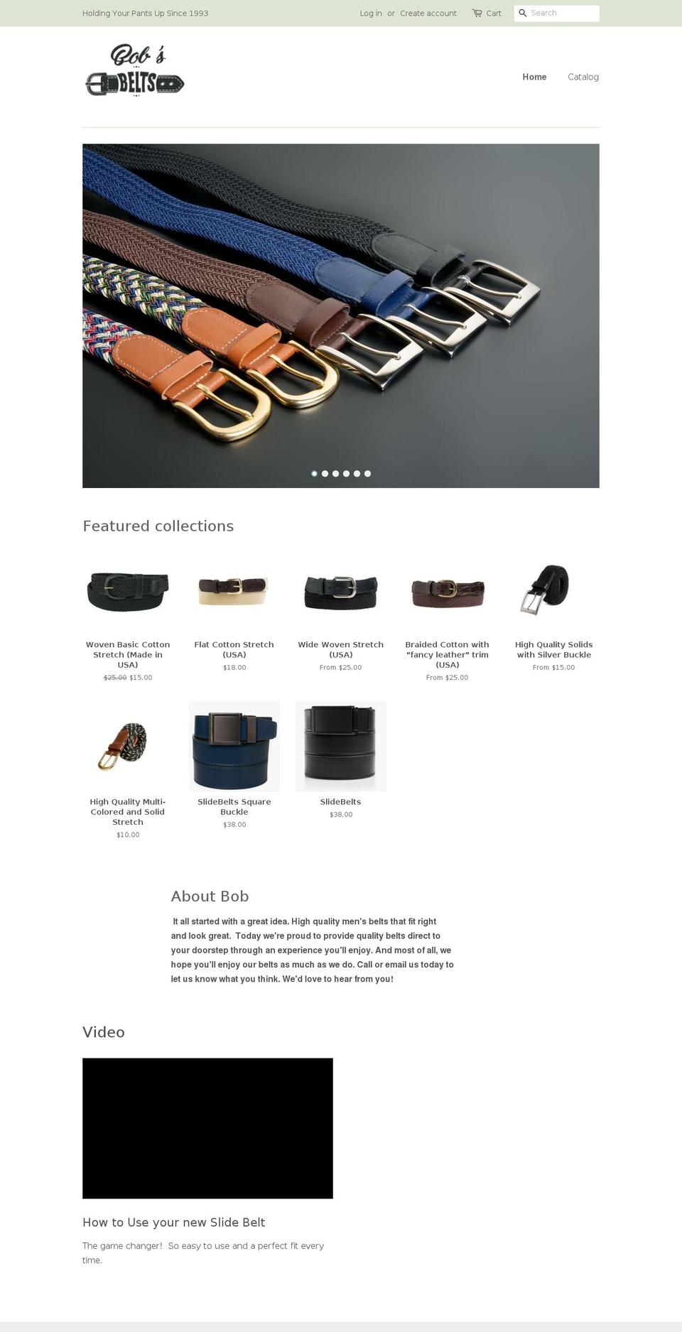 bobs-belts.com shopify website screenshot