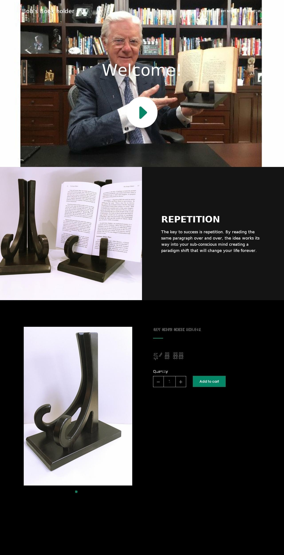 bobsbookholder.com shopify website screenshot