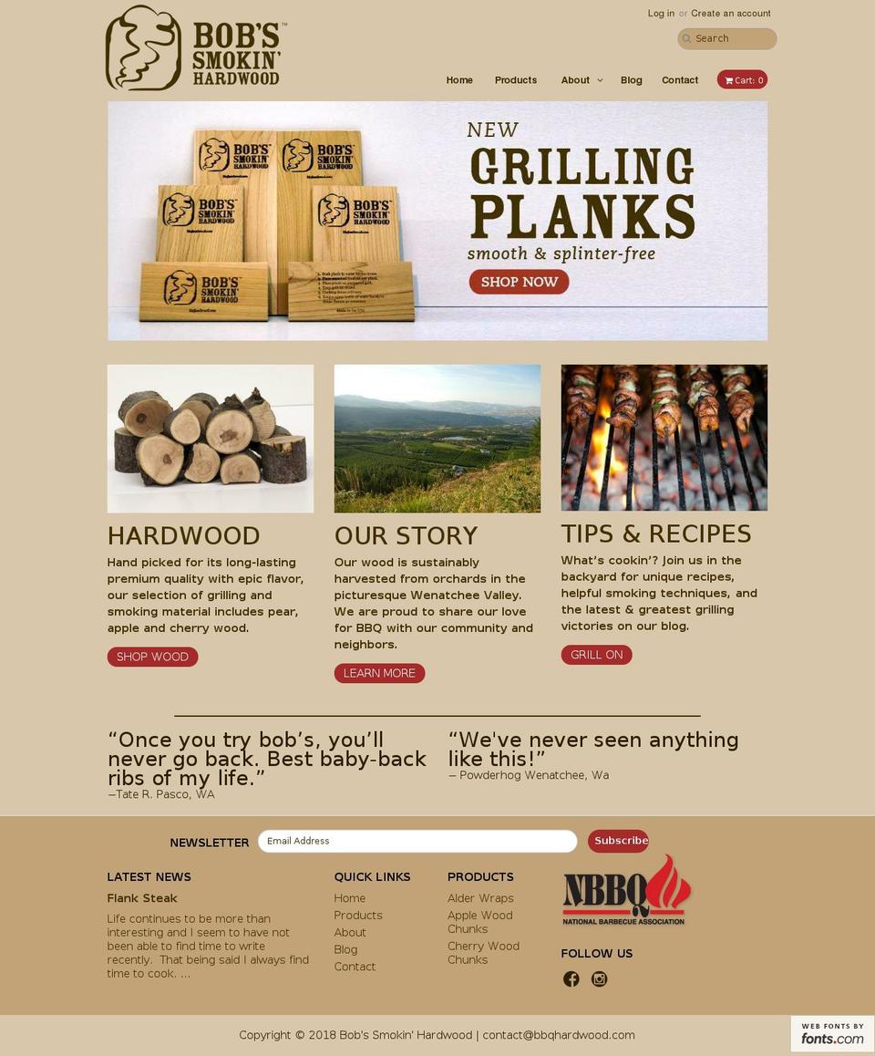 Website2.0 Shopify theme site example bobssmokinhardwood.com