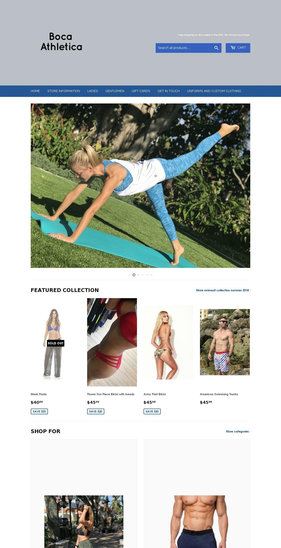 bocaathletica.com — Shopify storefront screenshot