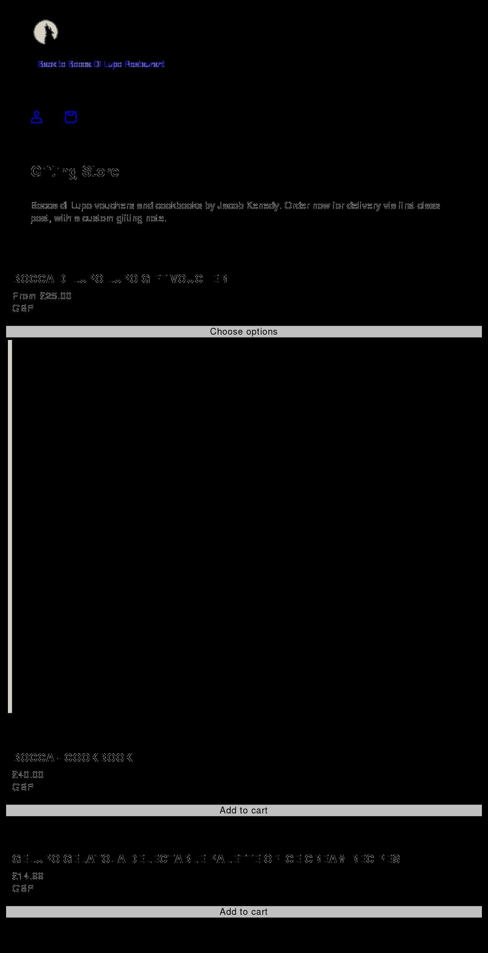 boccacookbook.com shopify website screenshot