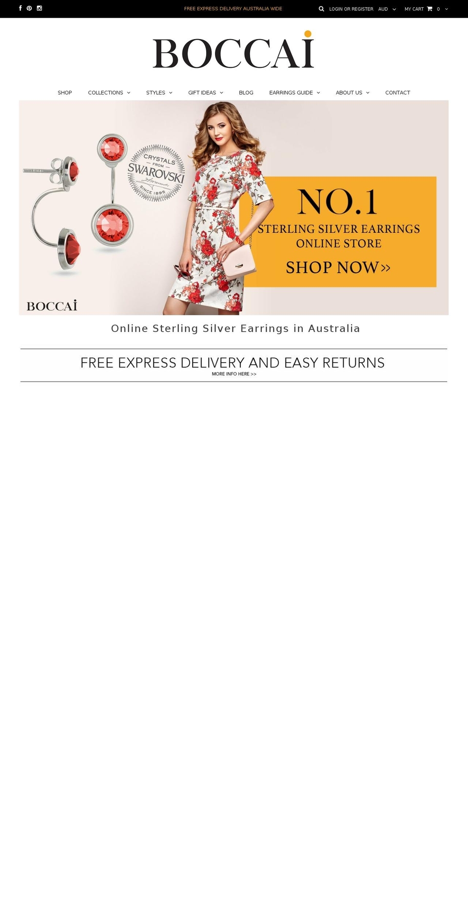 boccaiearrings.com shopify website screenshot