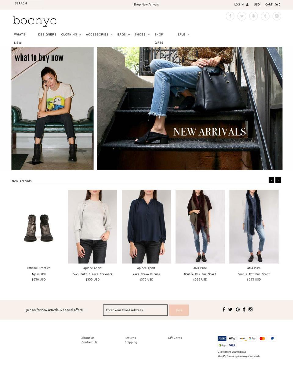 bocnewyork.com — Shopify storefront screenshot