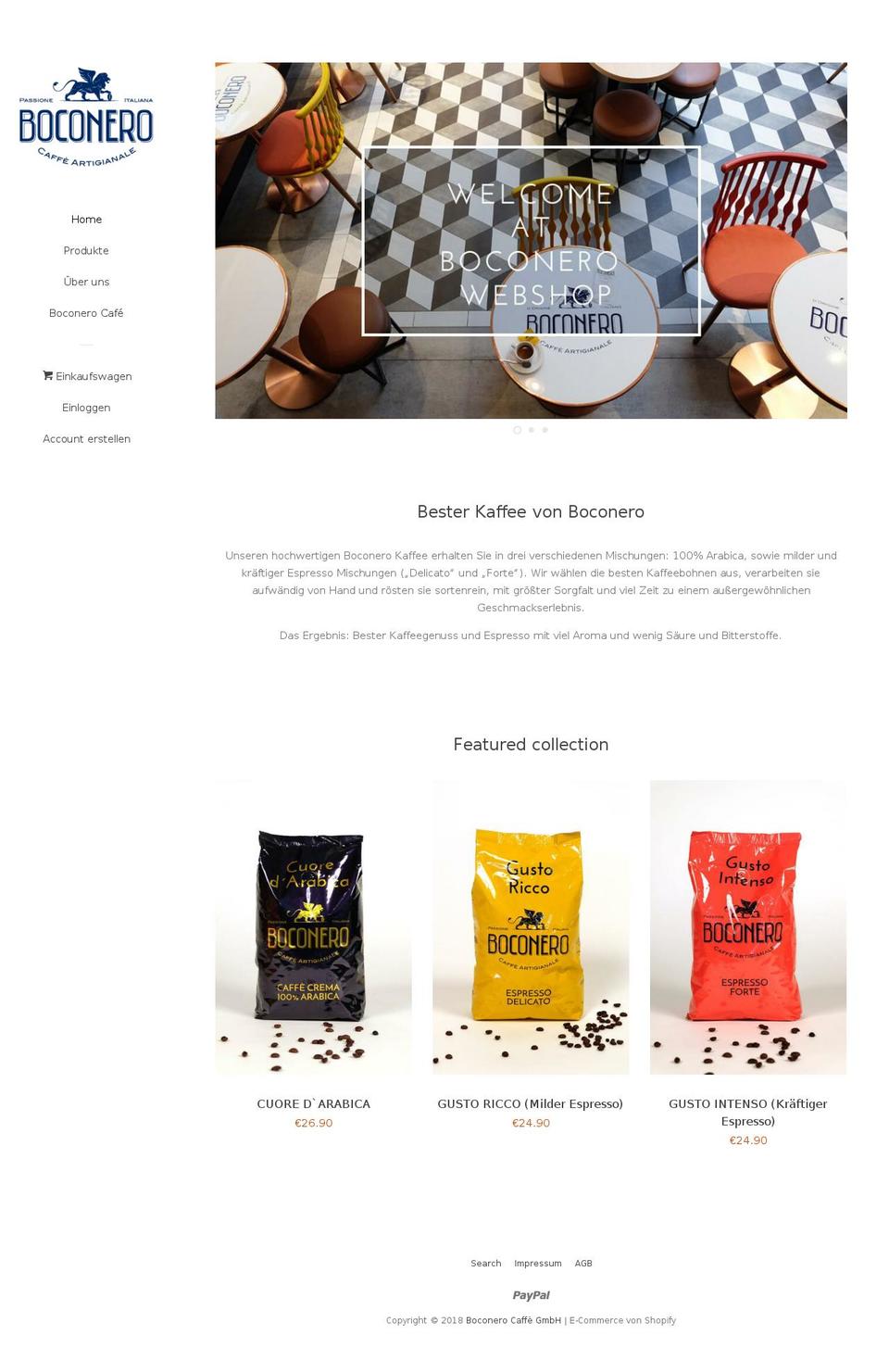 boconerocaffe.com shopify website screenshot