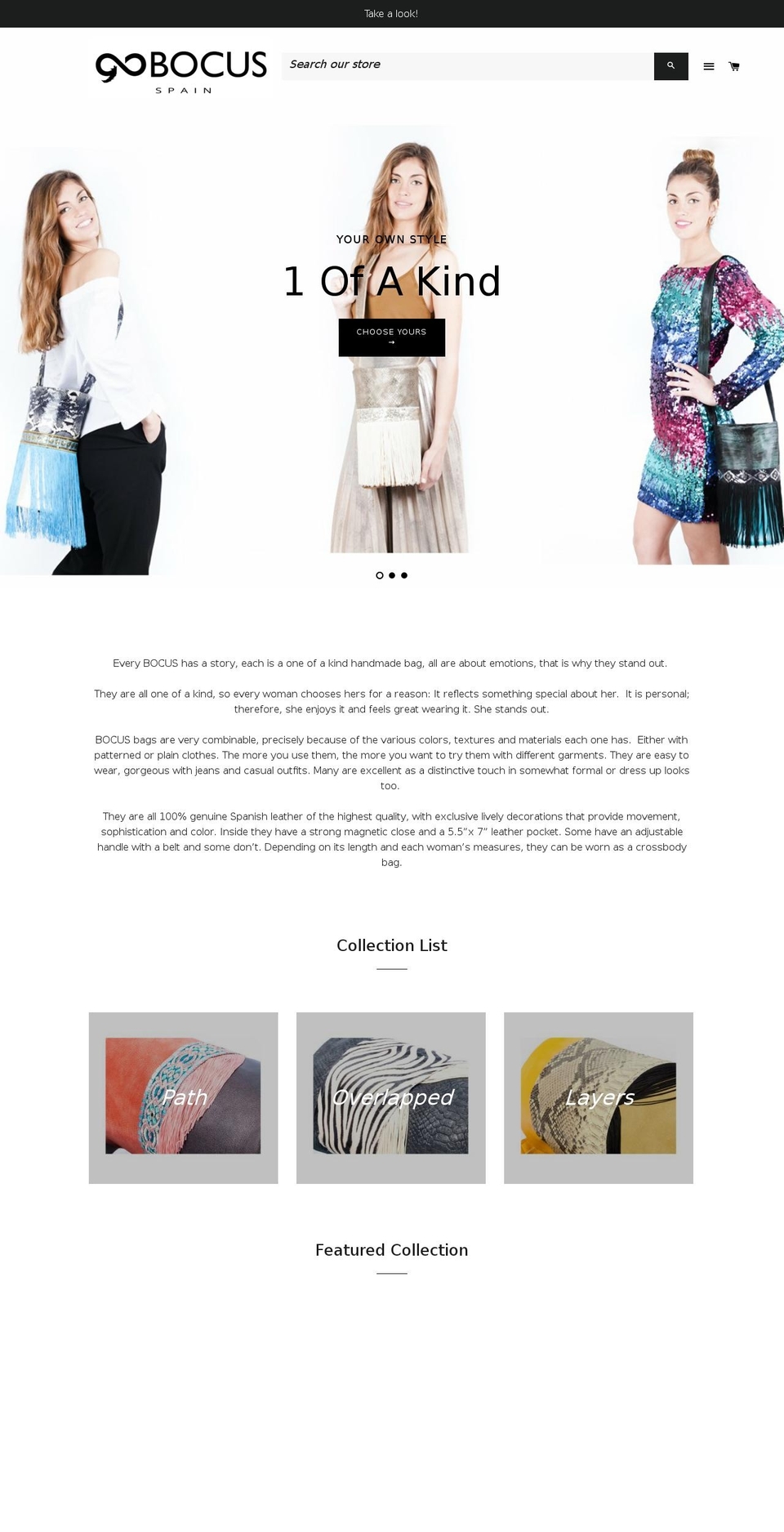 bocusbags.com — Shopify storefront screenshot