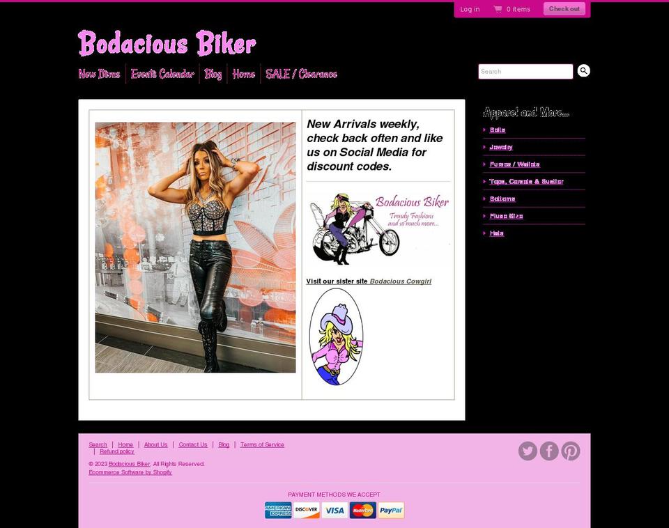 bodaciousbiker.com shopify website screenshot