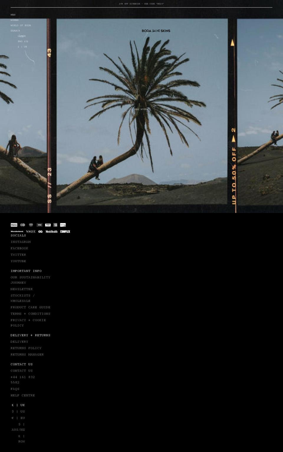 bodaskins.com shopify website screenshot