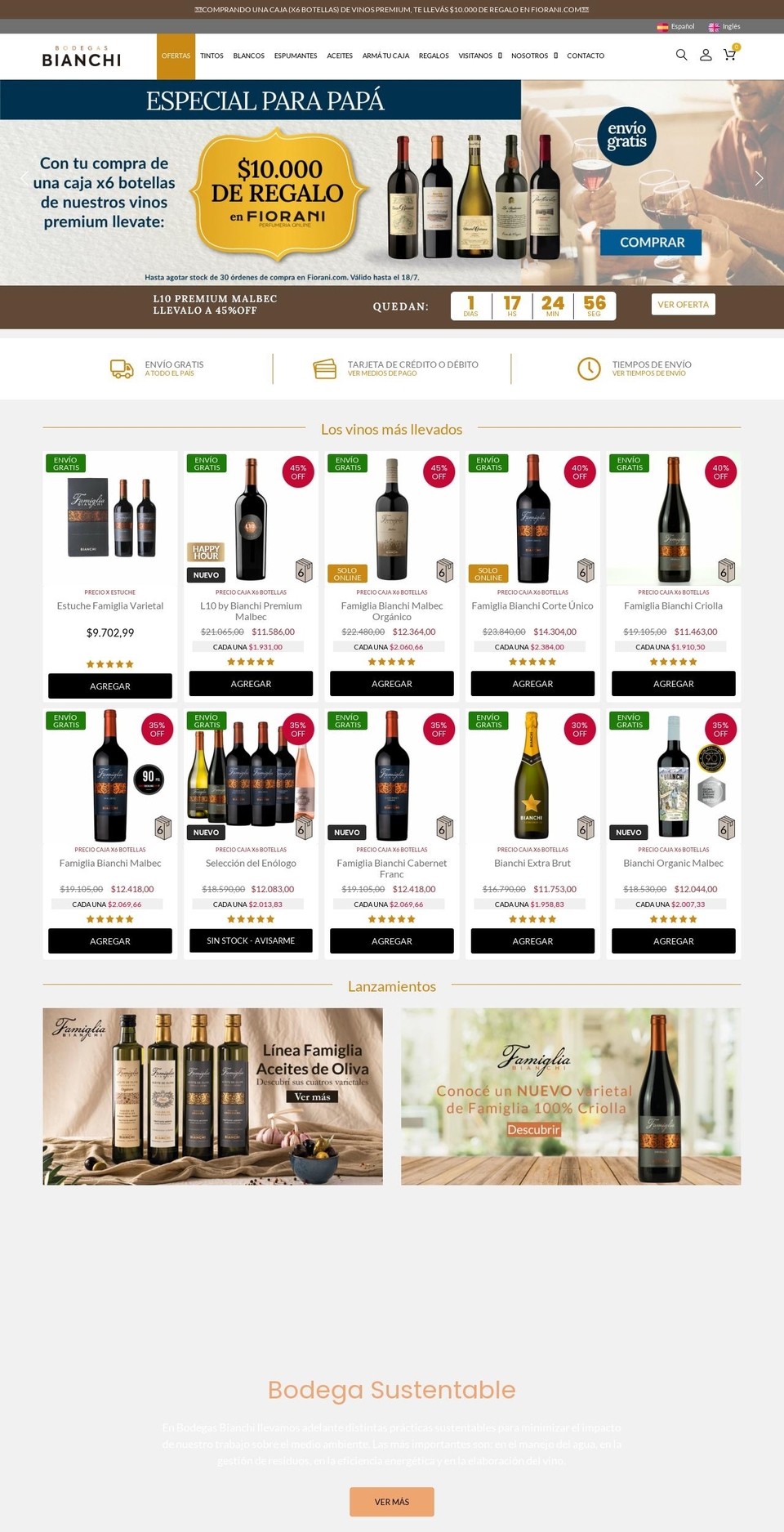 bodegasbianchi.com.ar shopify website screenshot