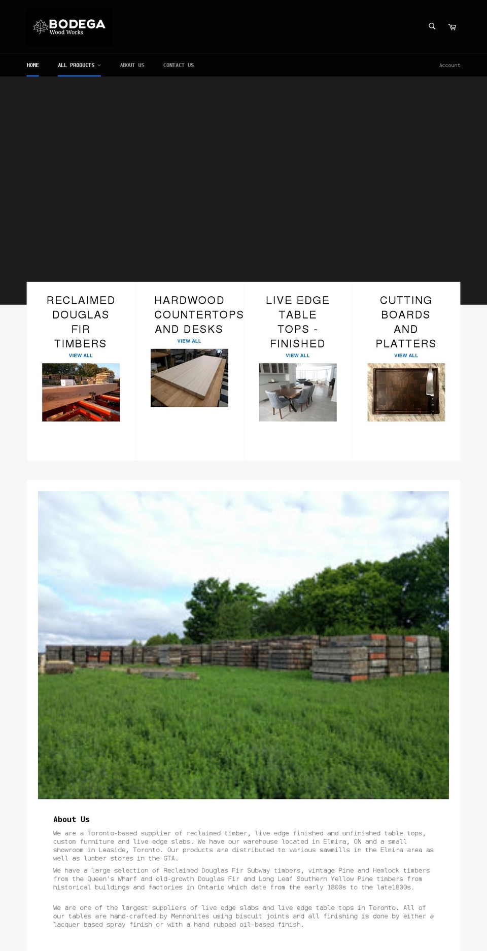 bodegawoodworks.com shopify website screenshot