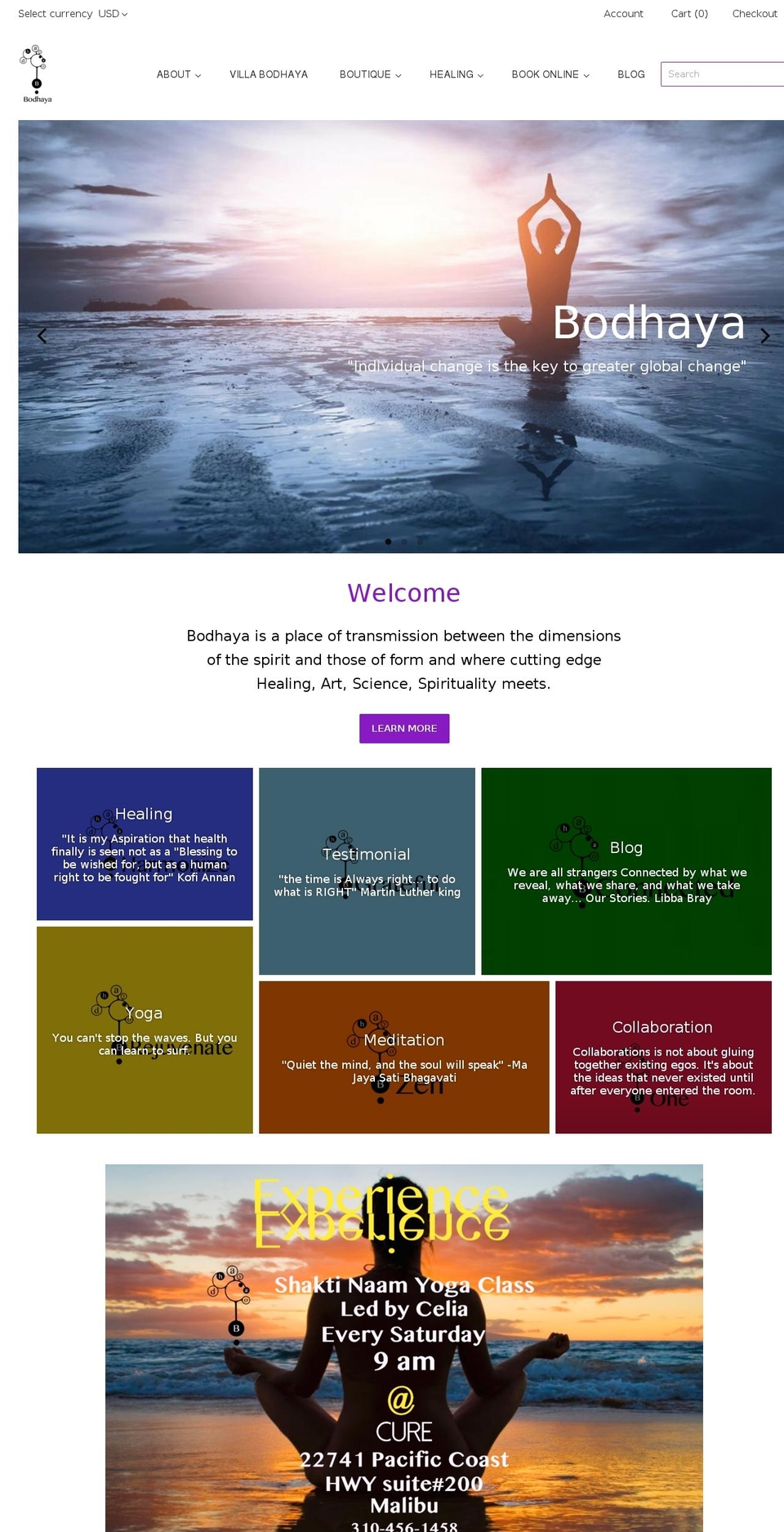 bodhaya.com — Shopify storefront screenshot