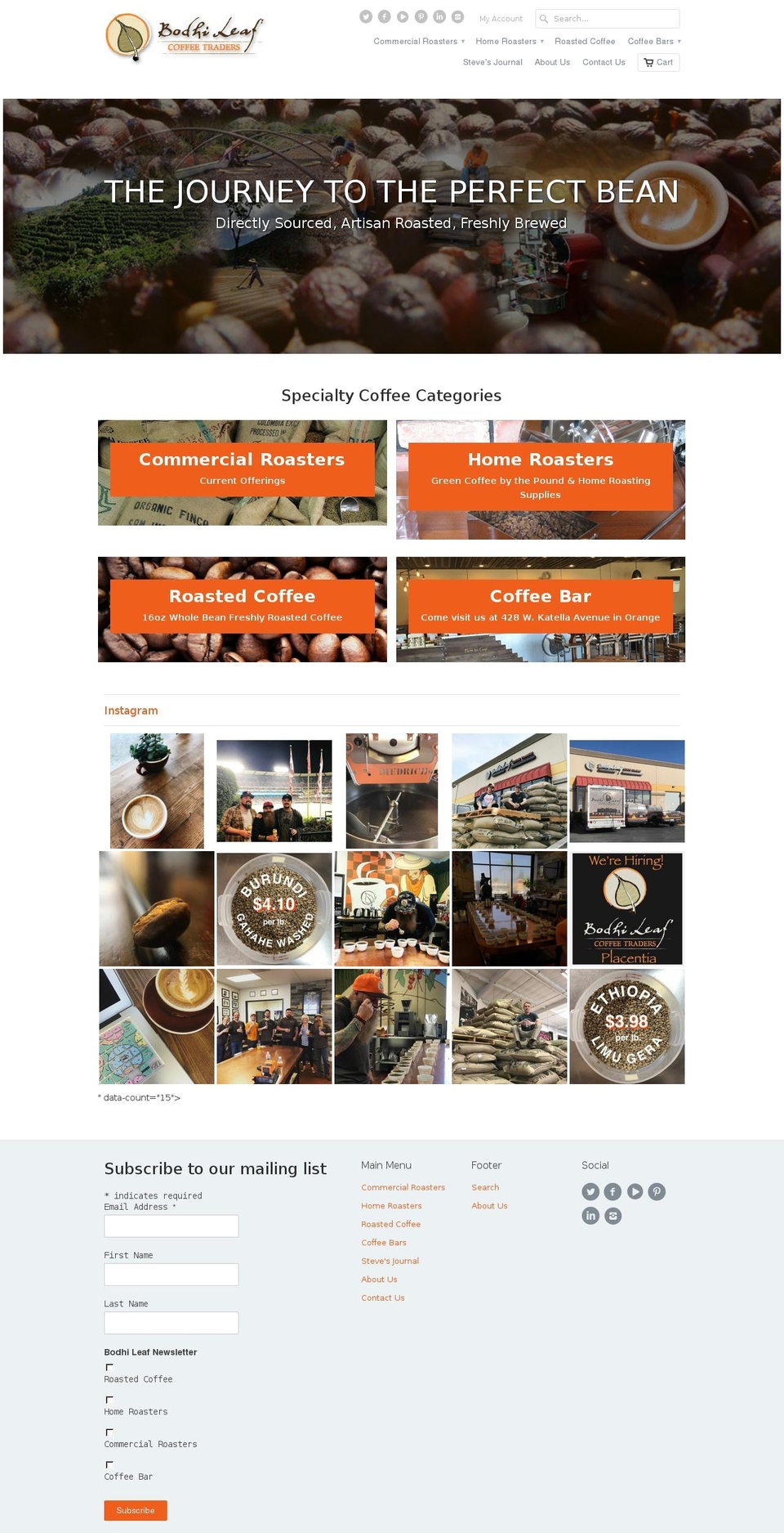 bodhibeancoffeeroasters.com shopify website screenshot
