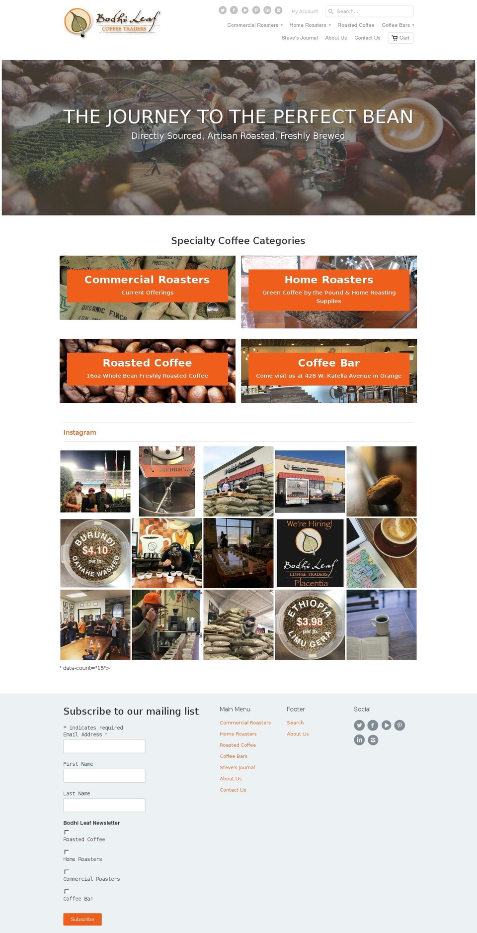 bodhileafcoffeeandtea.com shopify website screenshot