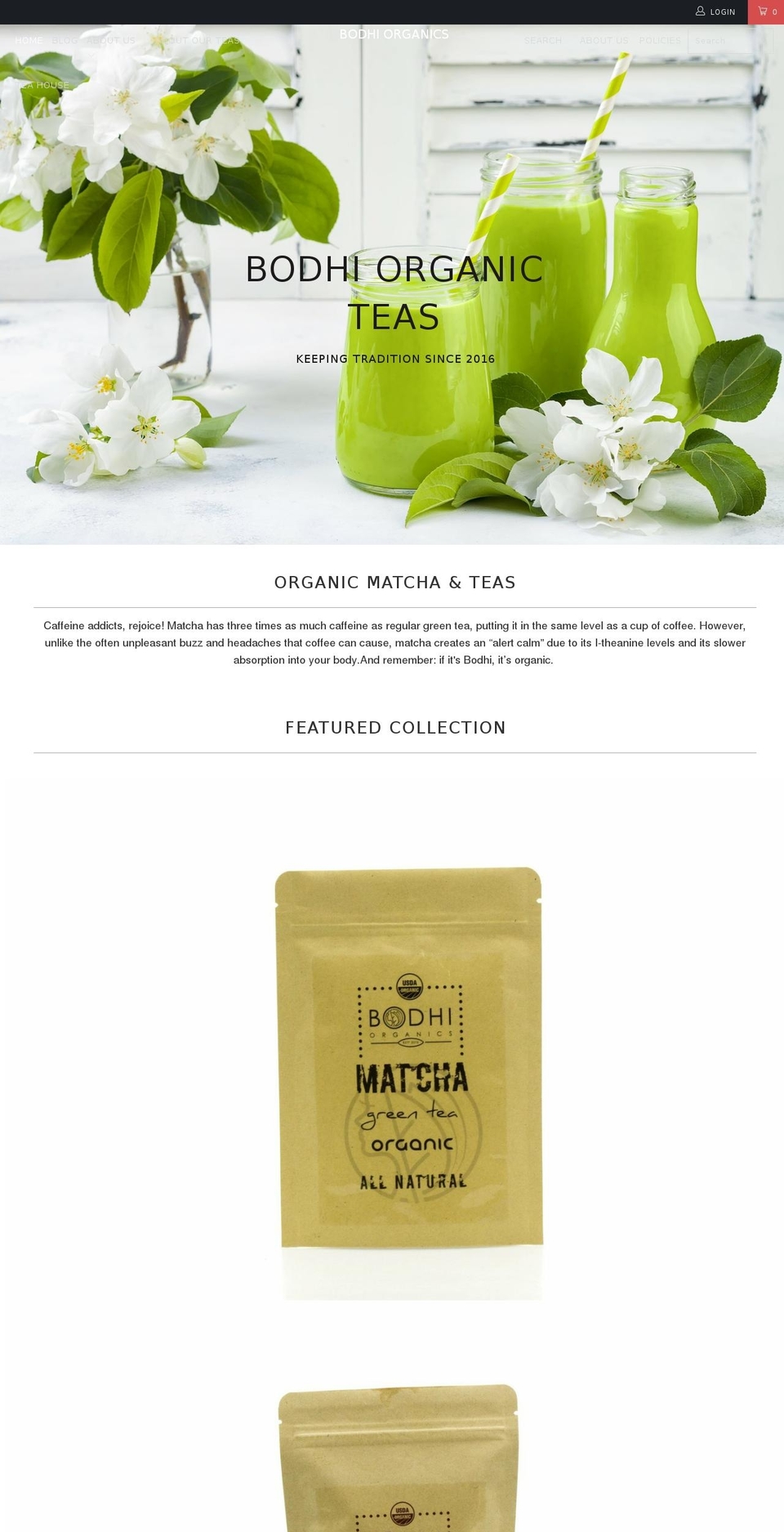 bodhiteah.com — Shopify storefront screenshot