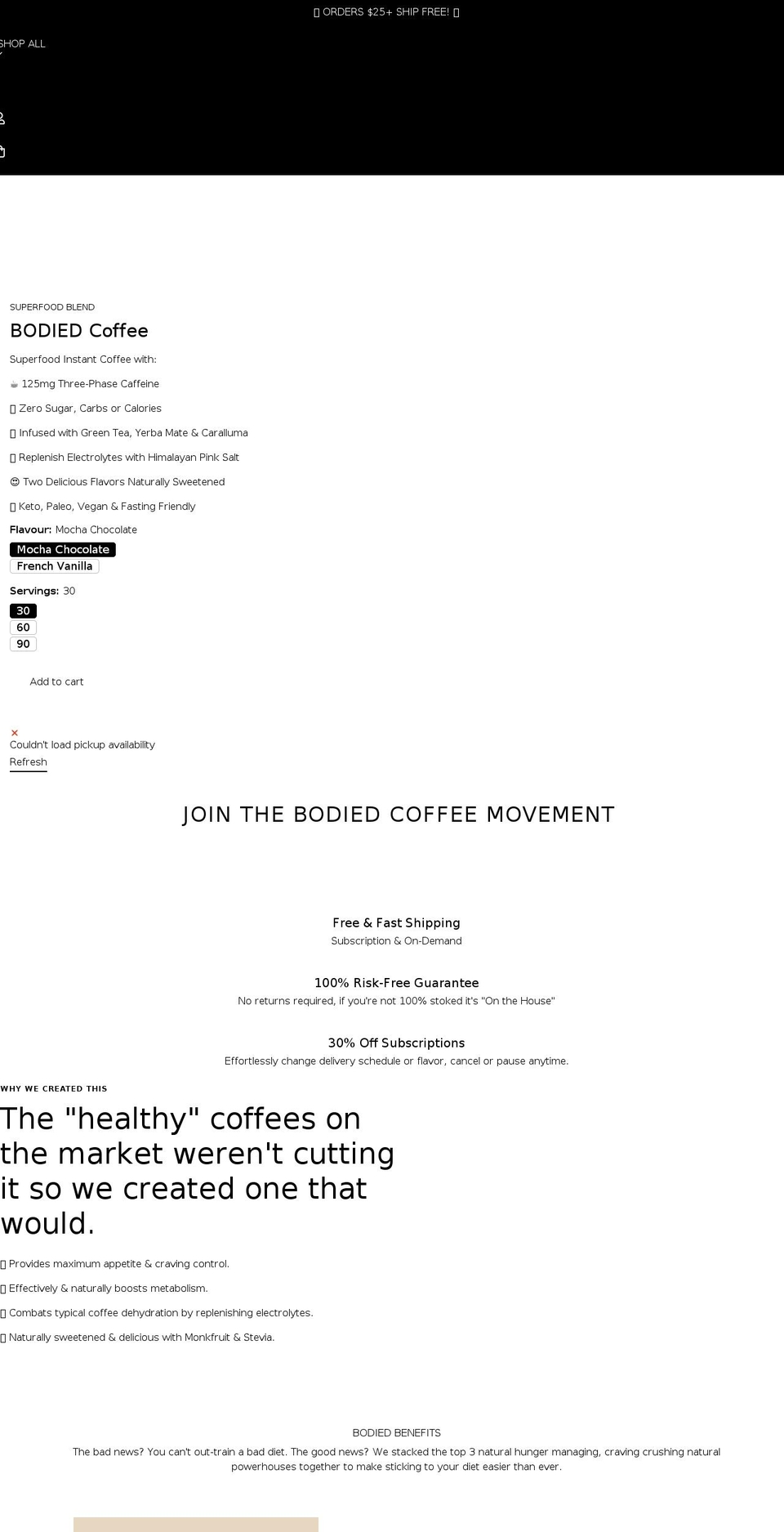 bodiedcoffee.com shopify website screenshot
