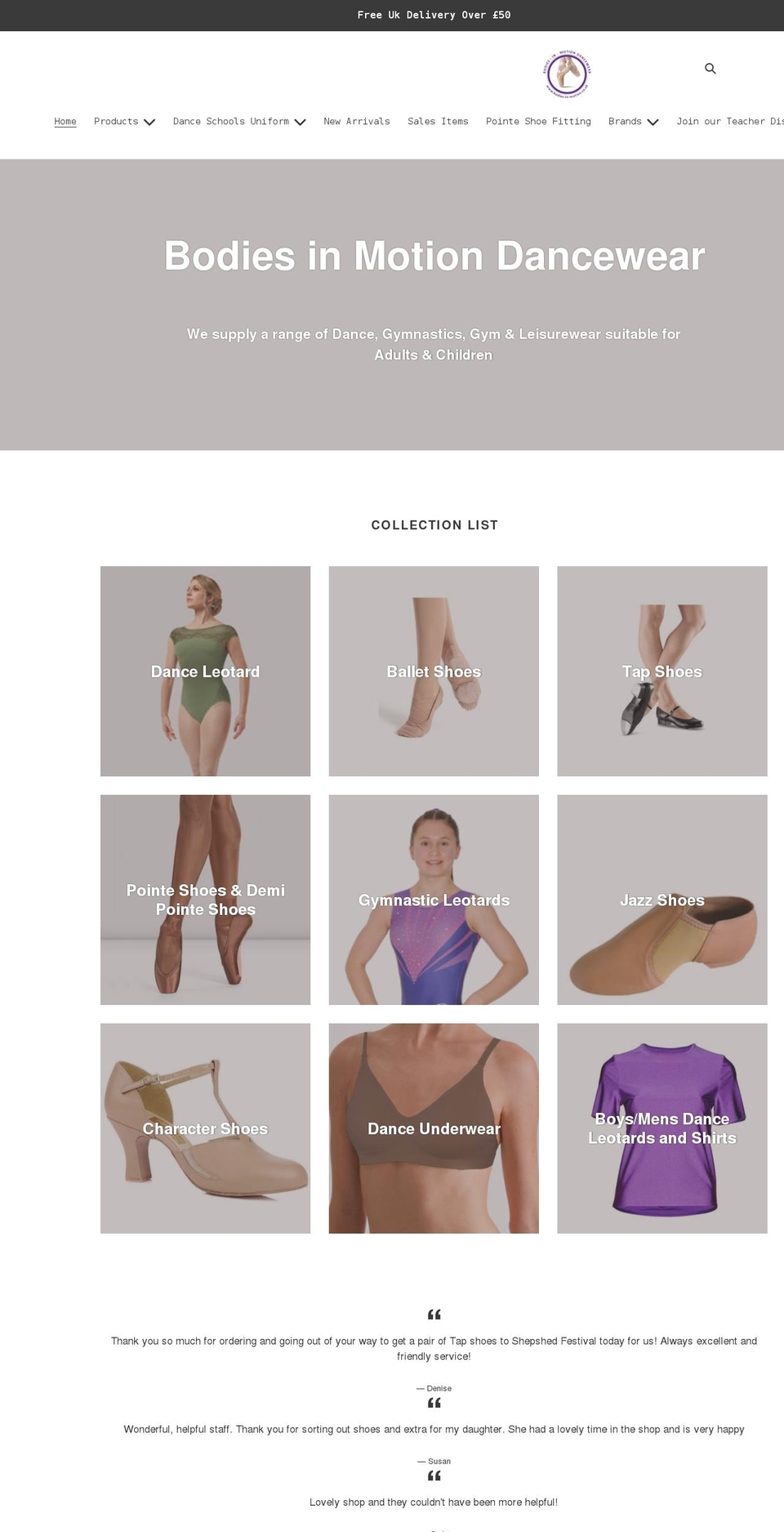 bodies-in-motion.co.uk shopify website screenshot