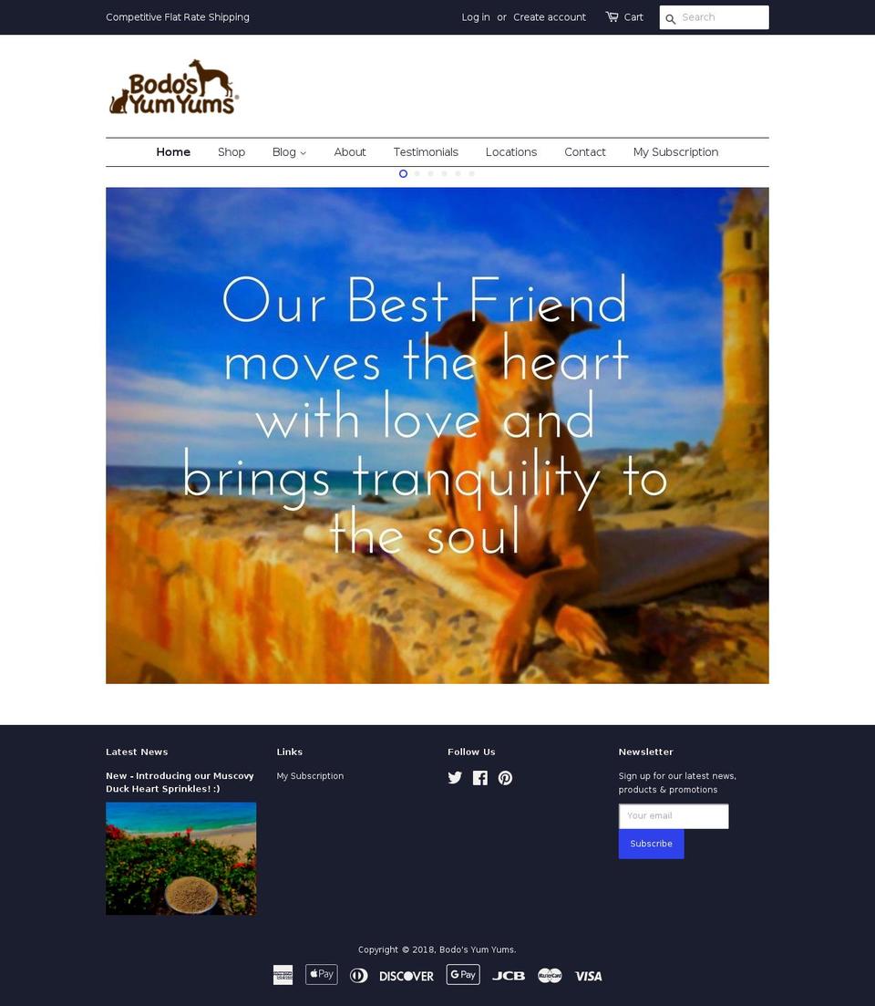 bododinners.com shopify website screenshot