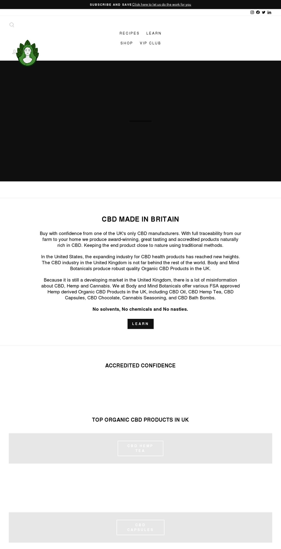 bodyandmindbotanicals.com shopify website screenshot