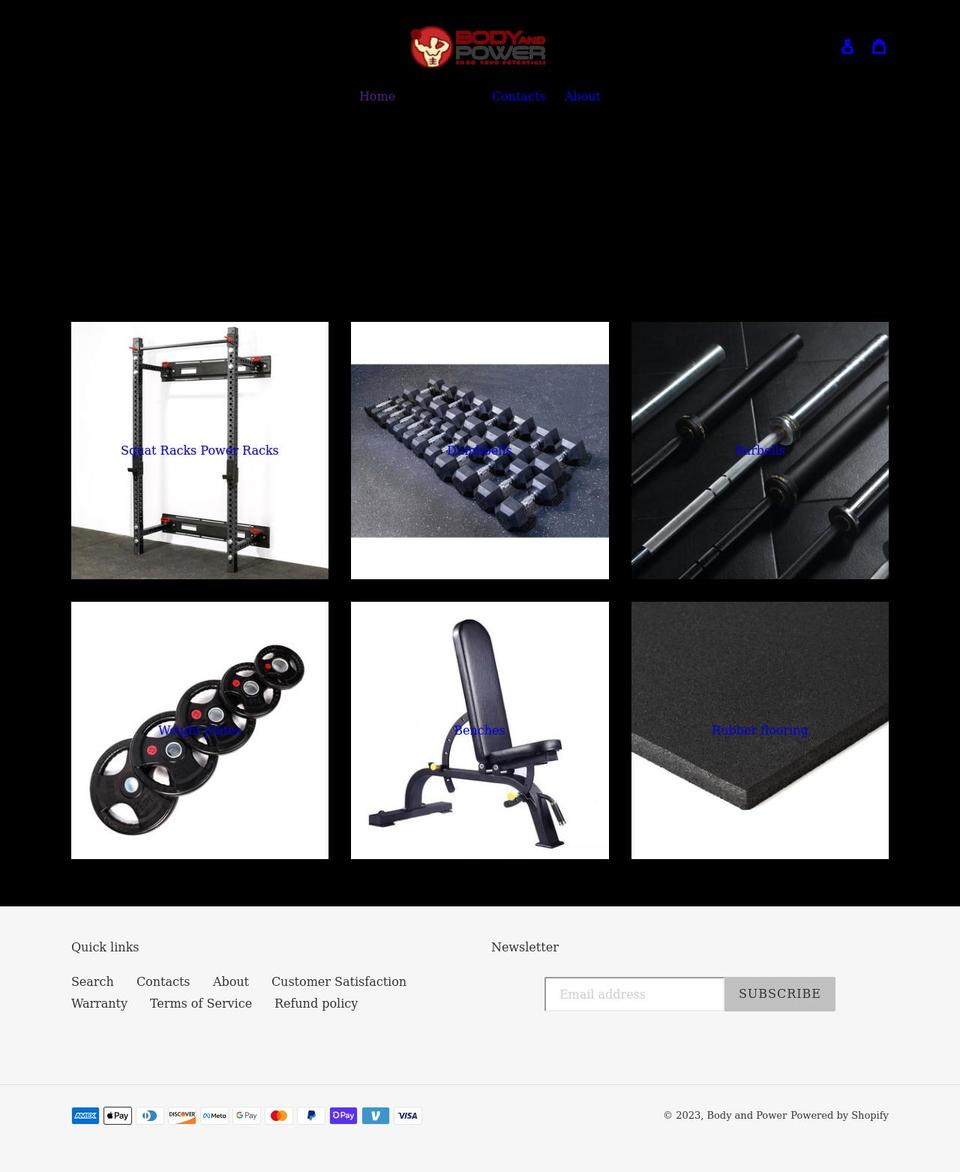 bodyandpower.net shopify website screenshot