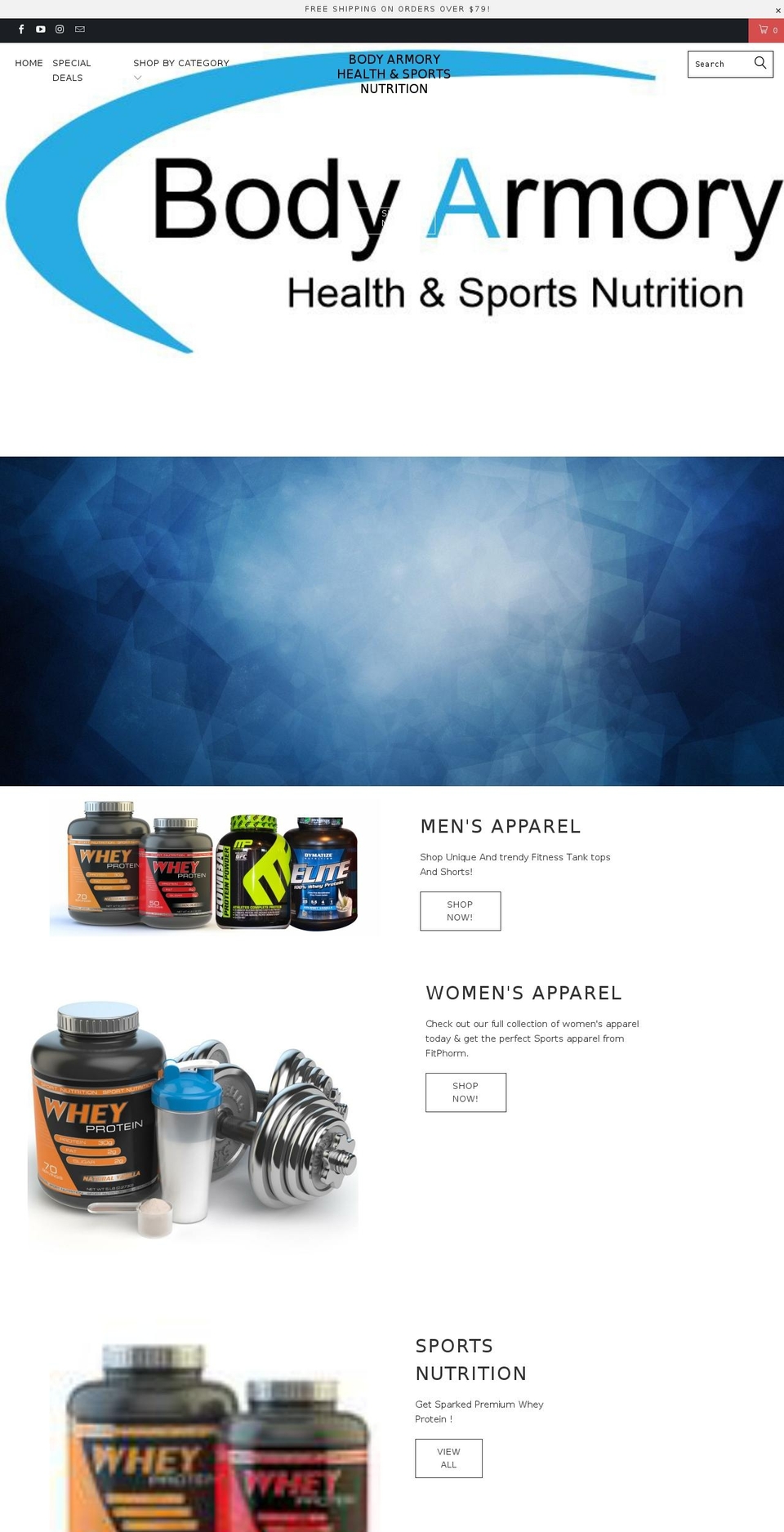 Theme Development Shopify theme site example bodyarmory.com