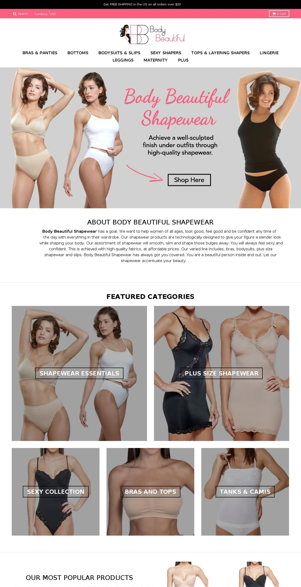 bodybeautifulshapewear.com — Shopify storefront screenshot