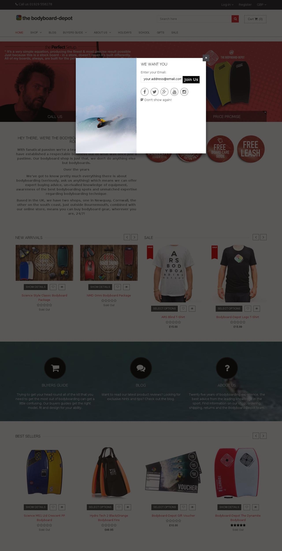 bodyboard-depot.com shopify website screenshot