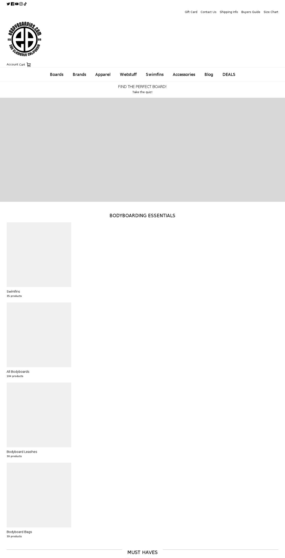 bodyboardheaven.com — Shopify storefront screenshot