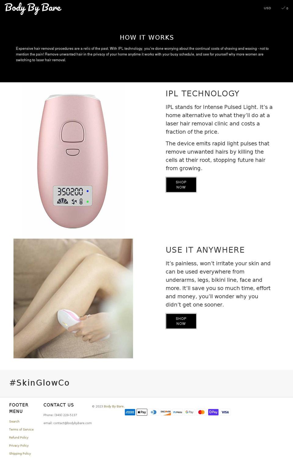 bodybybare.com shopify website screenshot