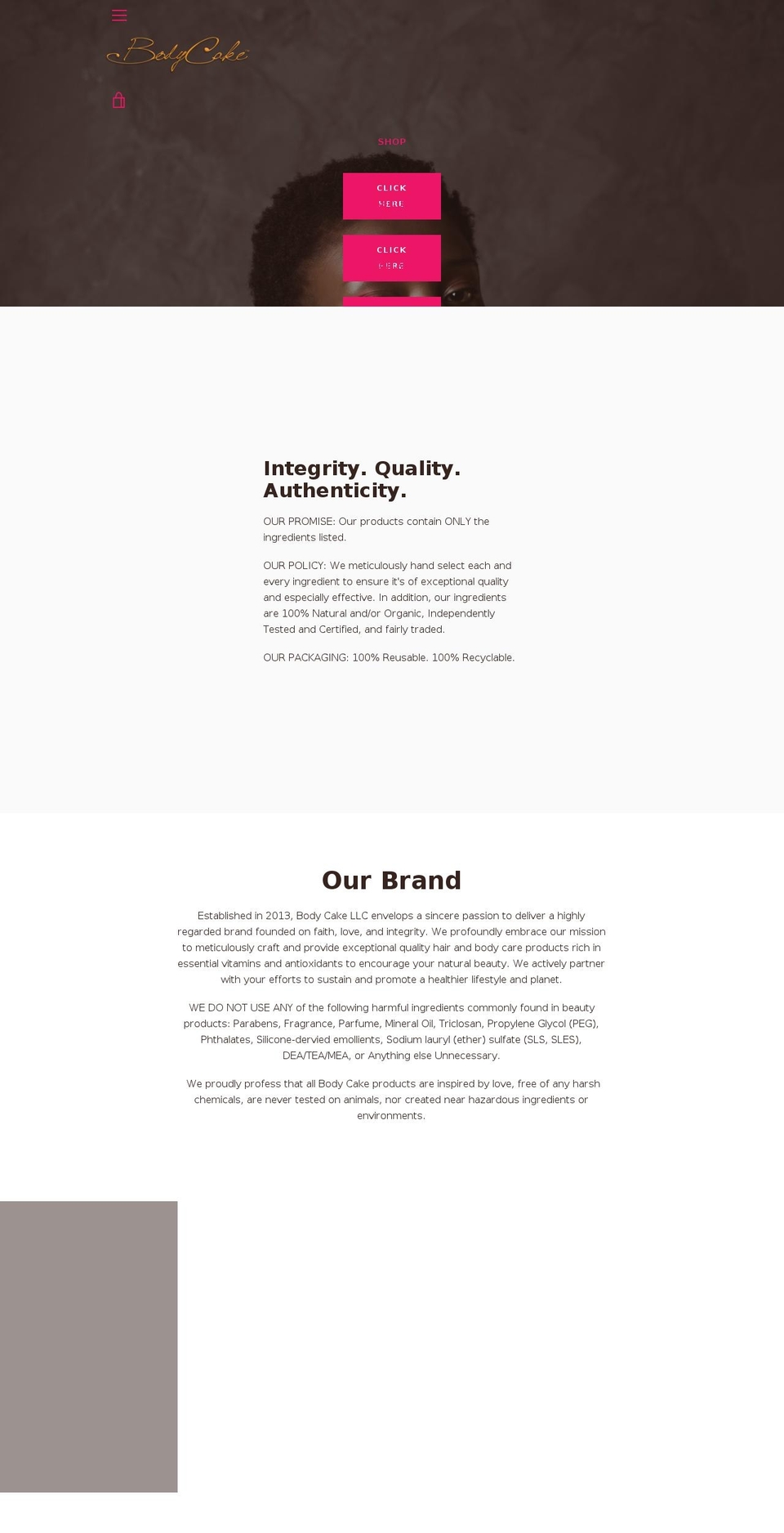 bodycakellc.com — Shopify storefront screenshot