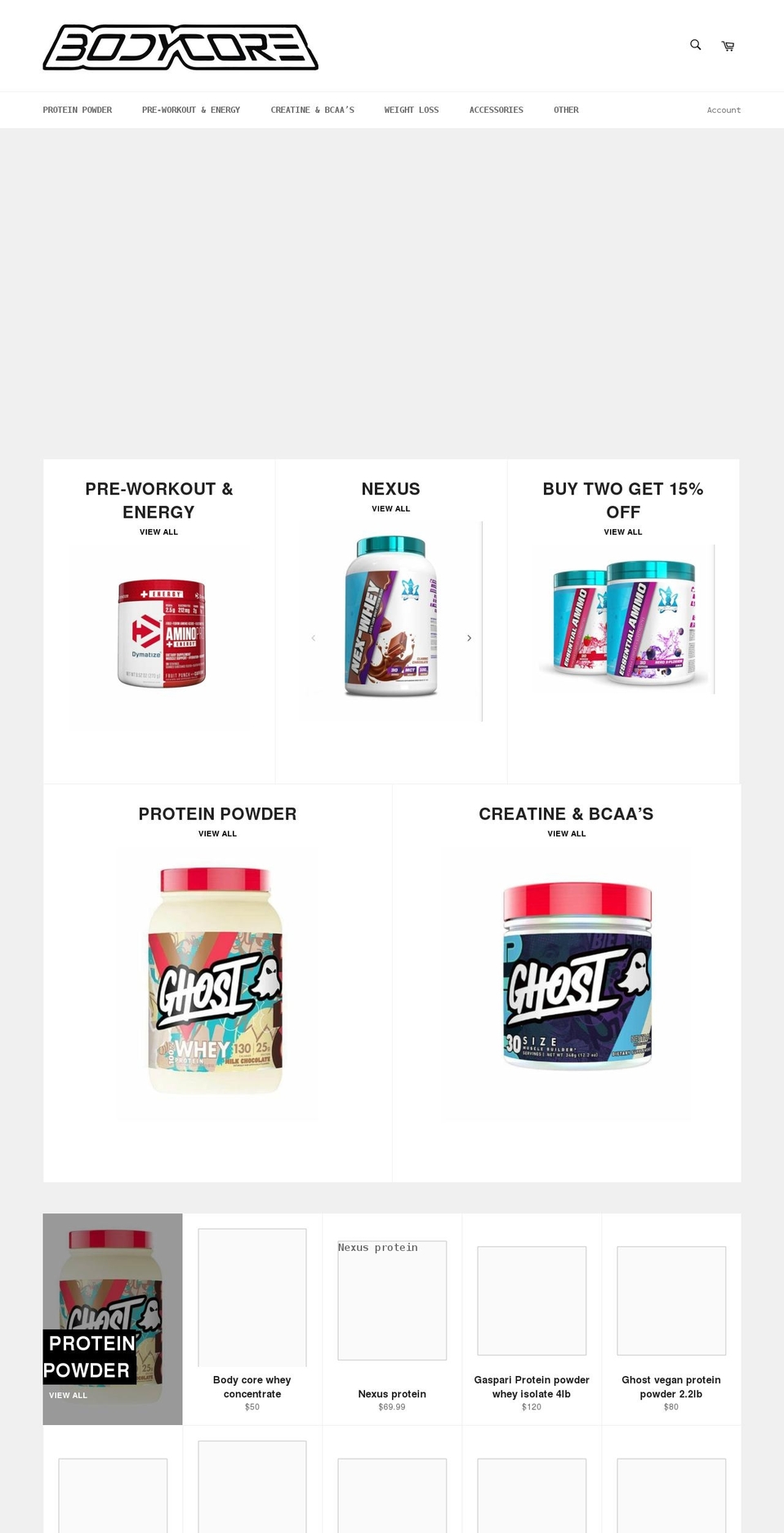 bodycore-supplements.com shopify website screenshot