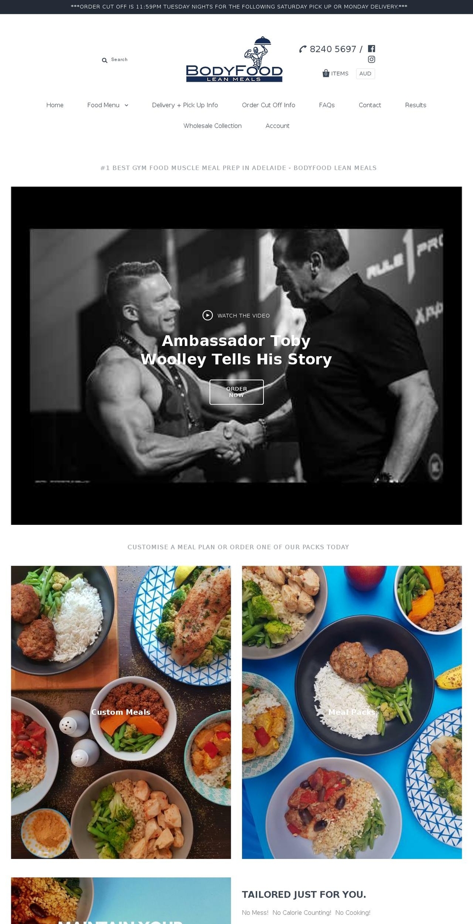 bodyfoodleanmeals.com shopify website screenshot