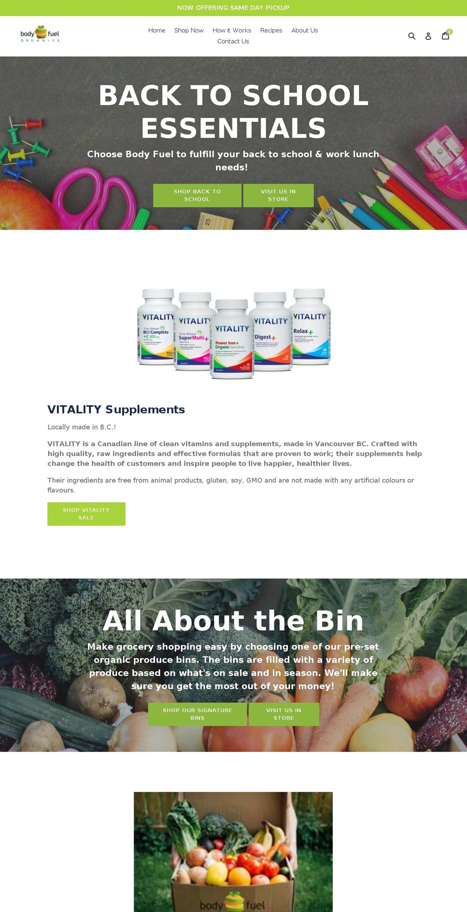 bodyfuelorganics.ca shopify website screenshot