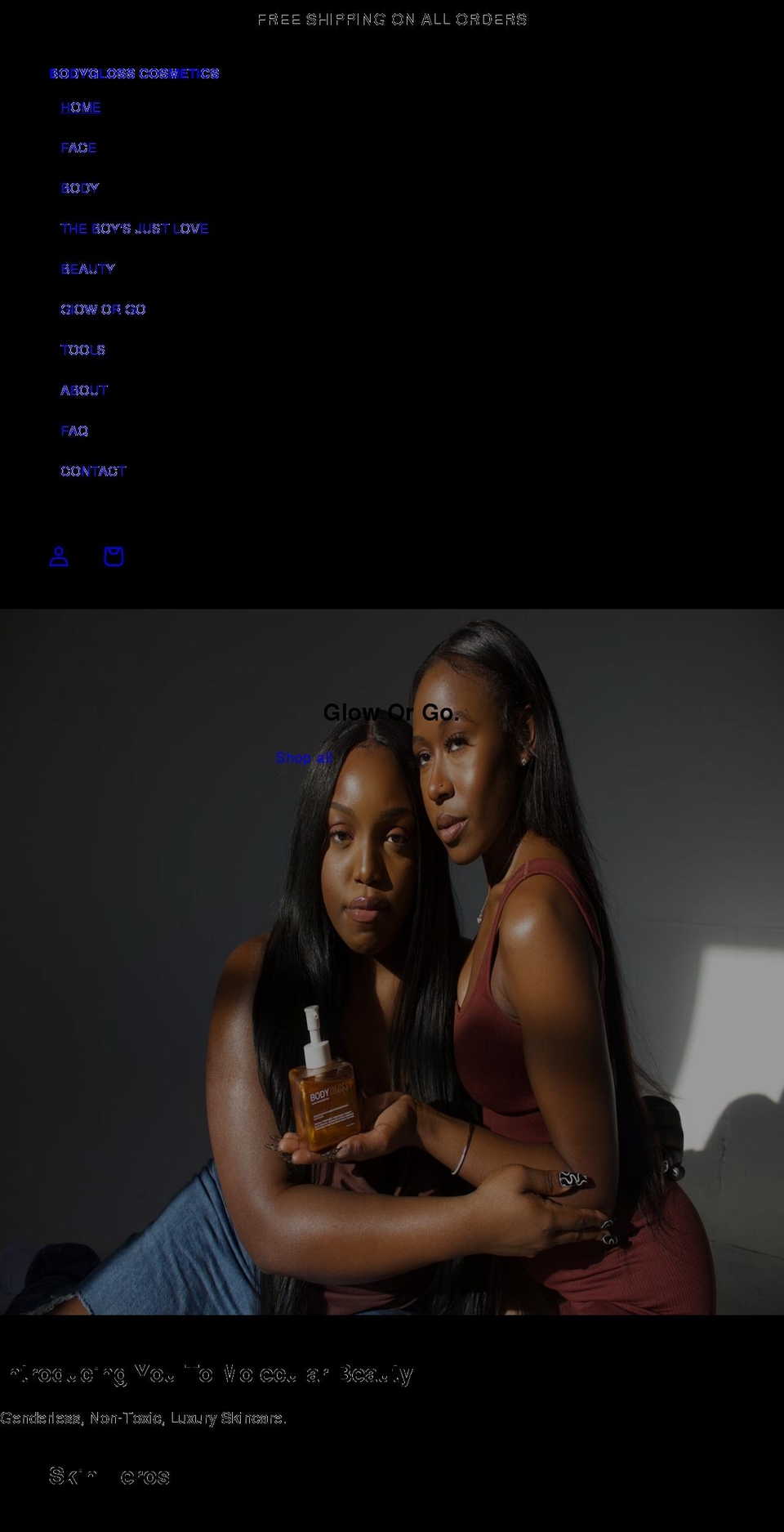 bodyglossglow.com shopify website screenshot