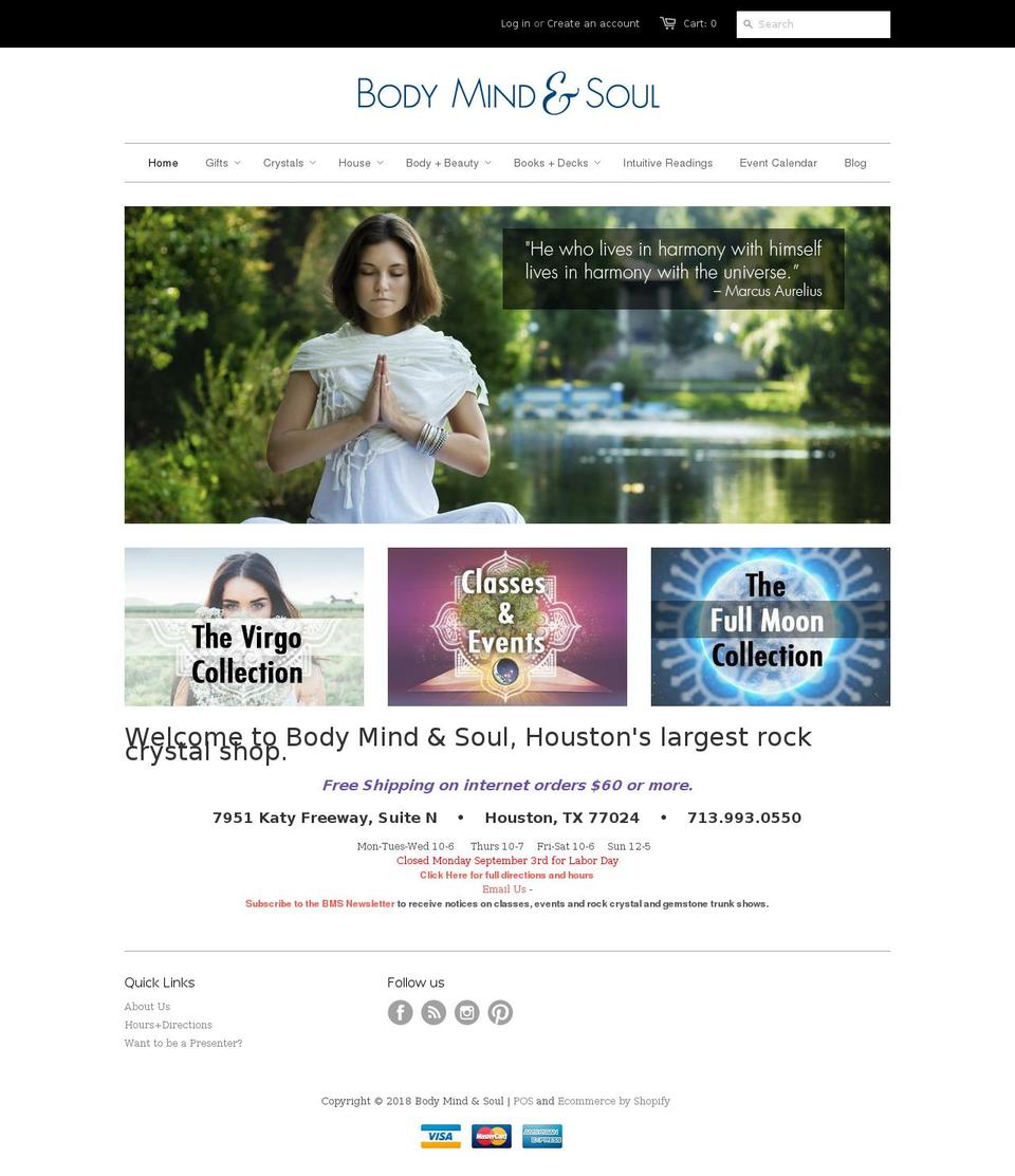 bodymindandsoulhouston.com — Shopify storefront screenshot