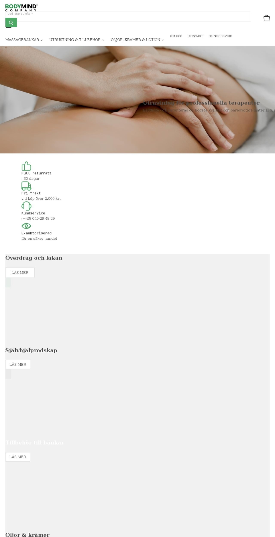 ShopHelten - Live plus stock fixes Shopify theme site example bodymindcompany.se