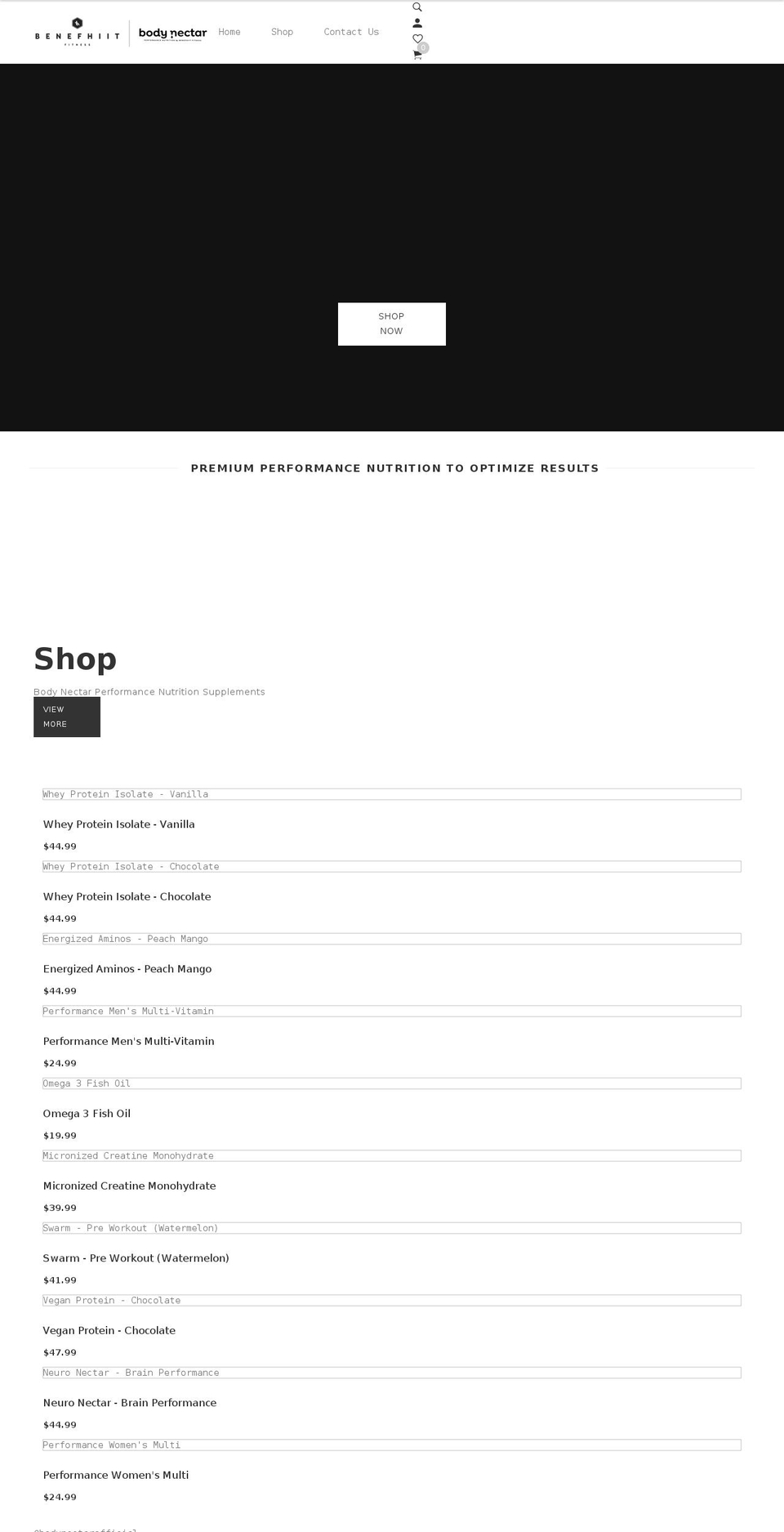 bodynectarperformance.com shopify website screenshot