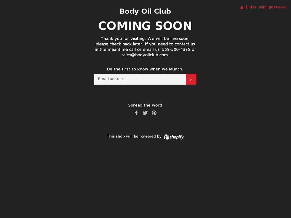 bodyoilclub.com — Shopify storefront screenshot