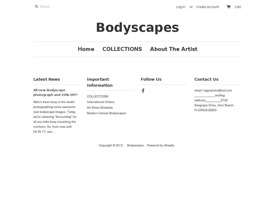 Narrative Shopify theme site example bodyscapes.com
