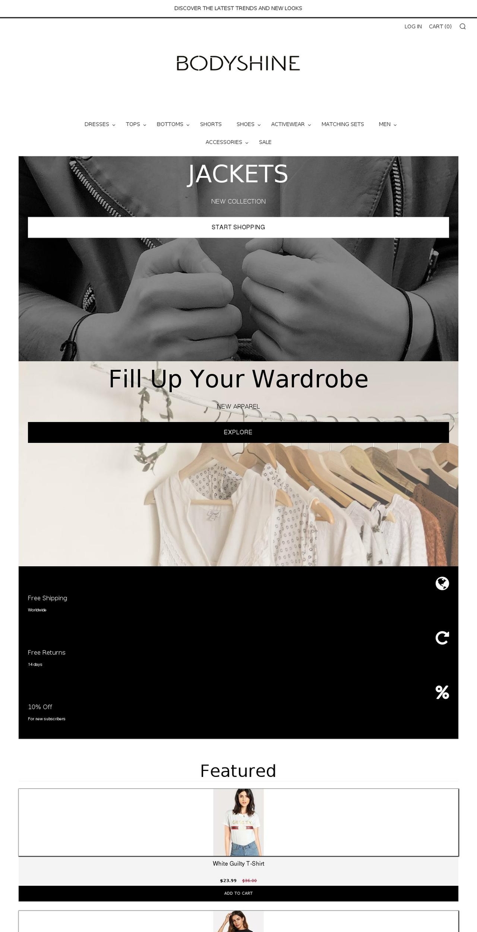bodyshinestore.com shopify website screenshot