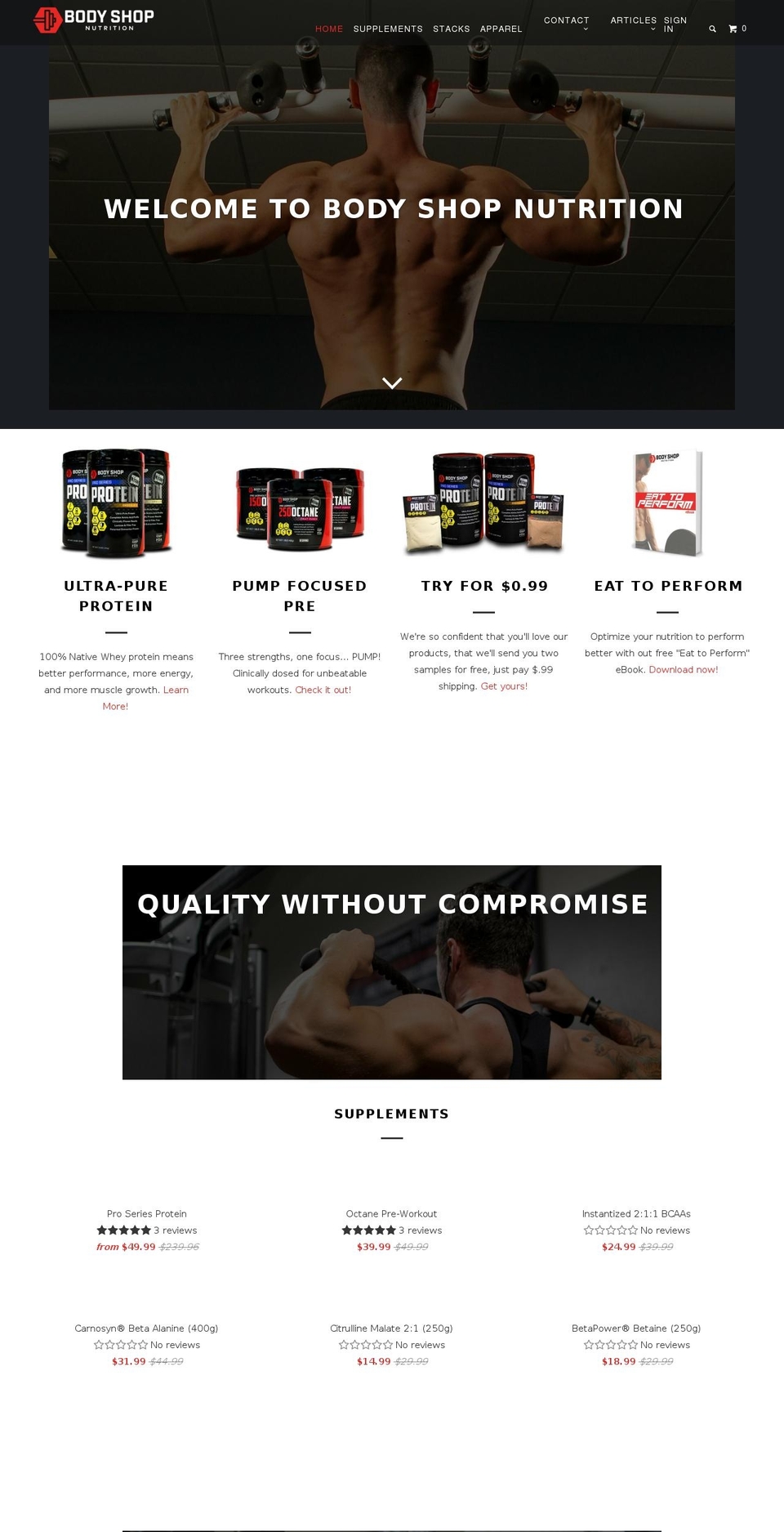 bodyshopelite.com — Shopify storefront screenshot