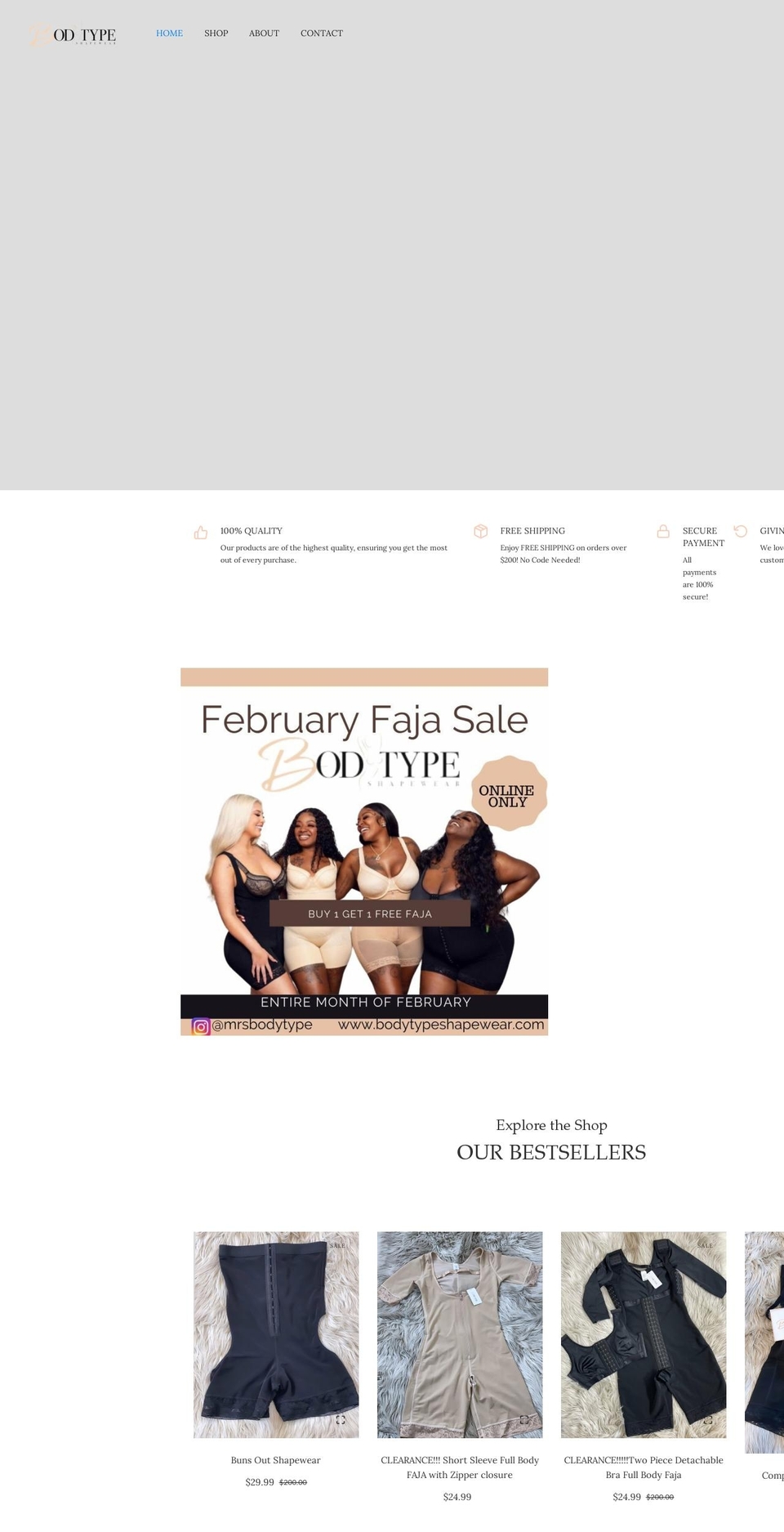 bodytypeshapewear.com shopify website screenshot
