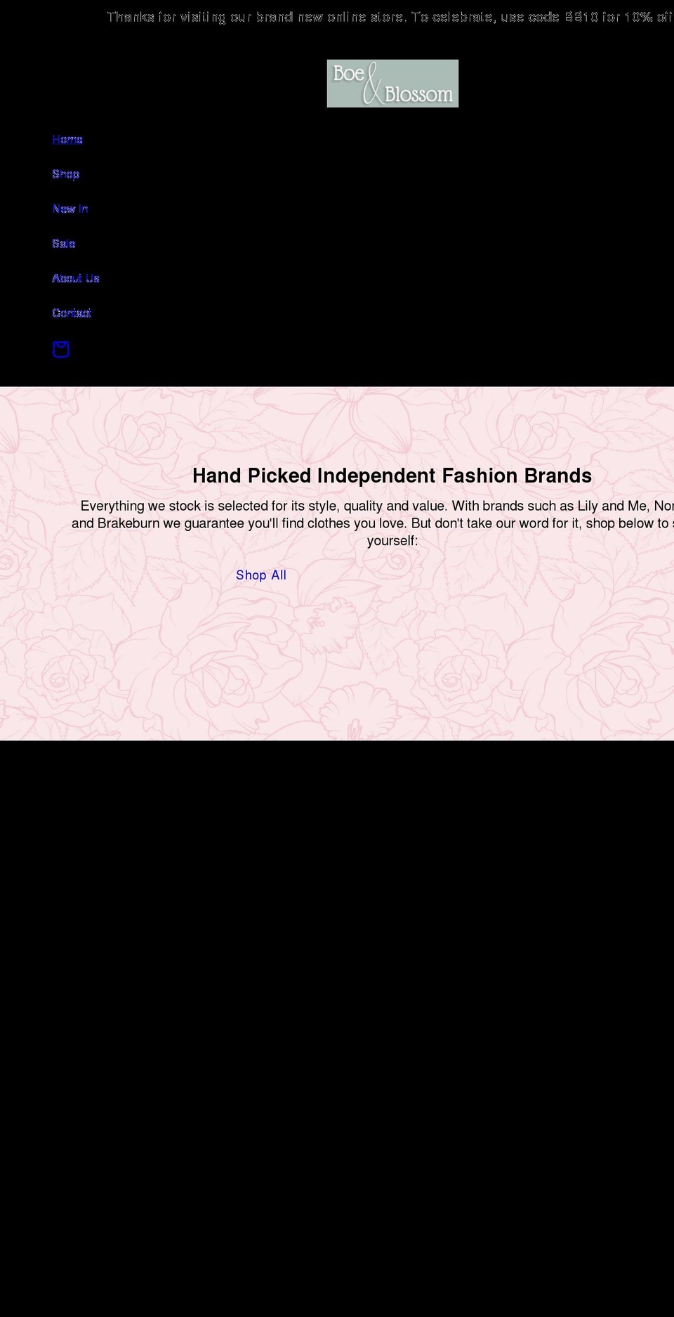 boeandblossom.co.uk shopify website screenshot
